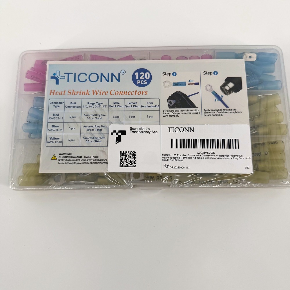 TICONN 120 Pcs Heat Shrink Wire Connectors Waterproof Marine Automotive Kit